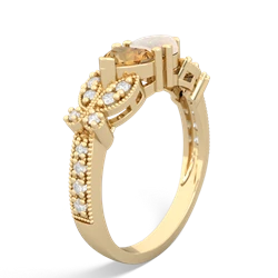 Citrine Diamond Butterflies 14K Yellow Gold ring R5601