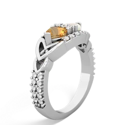 Citrine Sparkling Celtic Knot 14K White Gold ring R2645