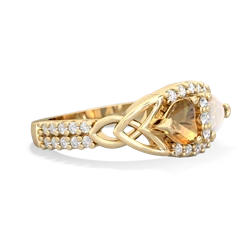 Citrine Sparkling Celtic Knot 14K Yellow Gold ring R2645