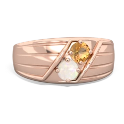 Citrine Men's Streamline 14K Rose Gold ring R0460