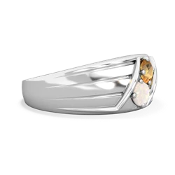 Citrine Men's Streamline 14K White Gold ring R0460