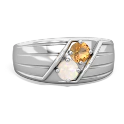 Citrine Men's Streamline 14K White Gold ring R0460