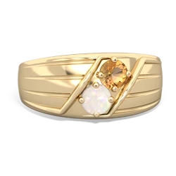 Citrine Men's Streamline 14K Yellow Gold ring R0460