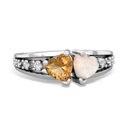 Citrine Heart To Heart 14K White Gold ring R3342