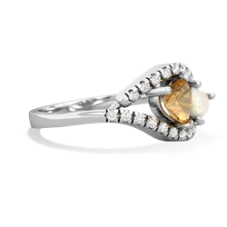 Citrine Mother And Child 14K White Gold ring R3010