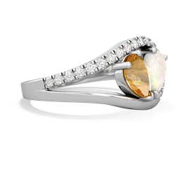 Citrine Nestled Heart Keepsake 14K White Gold ring R5650