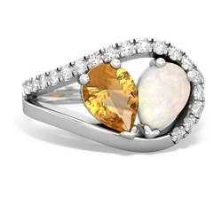 Citrine Nestled Heart Keepsake 14K White Gold ring R5650