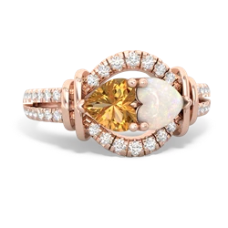 Citrine Art-Deco Keepsake 14K Rose Gold ring R5630