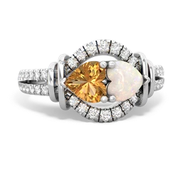 Citrine Art-Deco Keepsake 14K White Gold ring R5630