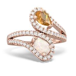 Citrine Diamond Dazzler 14K Rose Gold ring R3000