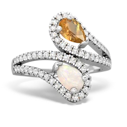 Citrine Diamond Dazzler 14K White Gold ring R3000