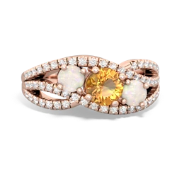 Citrine Three Stone Aurora 14K Rose Gold ring R3080