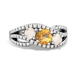 Citrine Three Stone Aurora 14K White Gold ring R3080