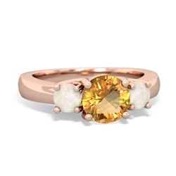 Citrine Three Stone Round Trellis 14K Rose Gold ring R4018