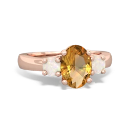 Citrine Three Stone Oval Trellis 14K Rose Gold ring R4024