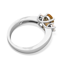 Citrine Three Stone Oval Trellis 14K White Gold ring R4024