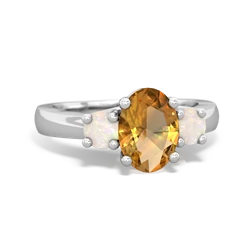 Citrine Three Stone Oval Trellis 14K White Gold ring R4024