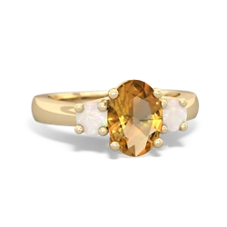 Citrine Three Stone Oval Trellis 14K Yellow Gold ring R4024