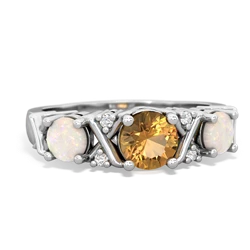 Citrine Hugs And Kisses 14K White Gold ring R5016