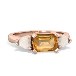 Citrine Three Stone 14K Rose Gold ring R5235