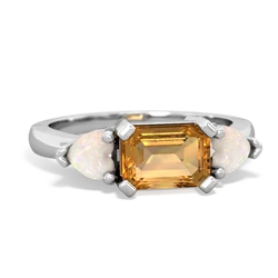 Citrine Three Stone 14K White Gold ring R5235