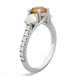 Citrine Pave Trellis 14K White Gold ring R5500