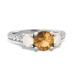 Citrine Pave Trellis 14K White Gold ring R5500