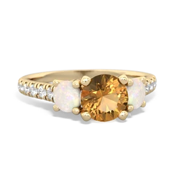 Citrine Pave Trellis 14K Yellow Gold ring R5500