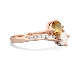 Citrine Channel Set Two Stone 14K Rose Gold ring R5303