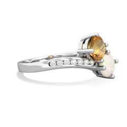 Citrine Channel Set Two Stone 14K White Gold ring R5303