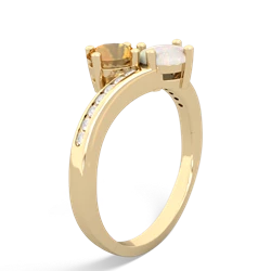 Citrine Channel Set Two Stone 14K Yellow Gold ring R5303