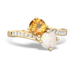 Citrine Channel Set Two Stone 14K Yellow Gold ring R5303