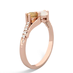 Citrine Infinity Pave Two Stone 14K Rose Gold ring R5285