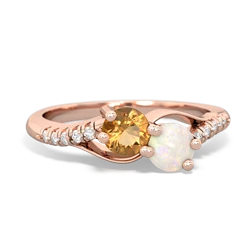 Citrine Infinity Pave Two Stone 14K Rose Gold ring R5285