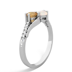 Citrine Infinity Pave Two Stone 14K White Gold ring R5285