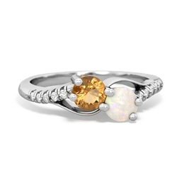 Citrine Infinity Pave Two Stone 14K White Gold ring R5285