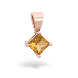 Citrine 5Mm Princess Solitaire 14K Rose Gold pendant P1789