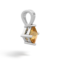 Citrine 5Mm Princess Solitaire 14K White Gold pendant P1789