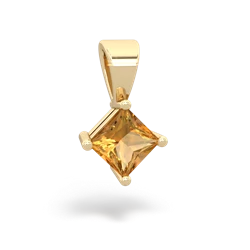 Citrine 5Mm Princess Solitaire 14K Yellow Gold pendant P1789