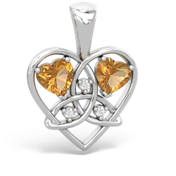 Citrine Celtic Trinity Heart 14K White Gold pendant P5331