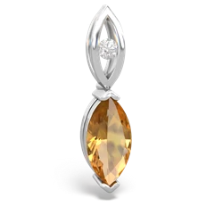 Citrine Marquise Drop 14K White Gold pendant P5333