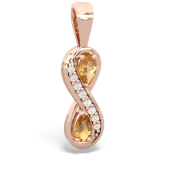 Citrine Diamond Infinity 14K Rose Gold pendant P5390