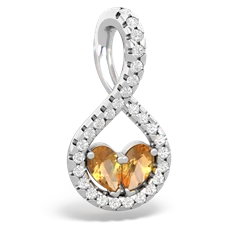 Citrine Pave Twist 'One Heart' 14K White Gold pendant P5360