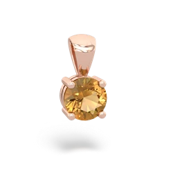 Citrine 6Mm Round Solitaire 14K Rose Gold pendant P1786