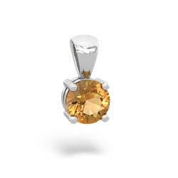 Citrine 6Mm Round Solitaire 14K White Gold pendant P1786