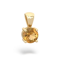 Citrine 6Mm Round Solitaire 14K Yellow Gold pendant P1786