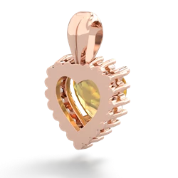 Citrine Sparkling Halo Heart 14K Rose Gold pendant P0391