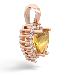 Citrine Sparkling Halo Heart 14K Rose Gold pendant P0391