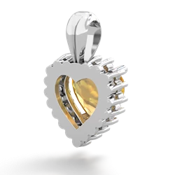 Citrine Sparkling Halo Heart 14K White Gold pendant P0391