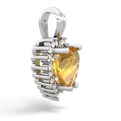 Citrine Sparkling Halo Heart 14K White Gold pendant P0391